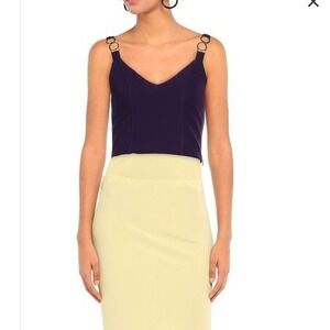 Maryley Italy Purple‎ Sleeveless Crop Top Ring Detail Sz M Y2K Club Vegas
